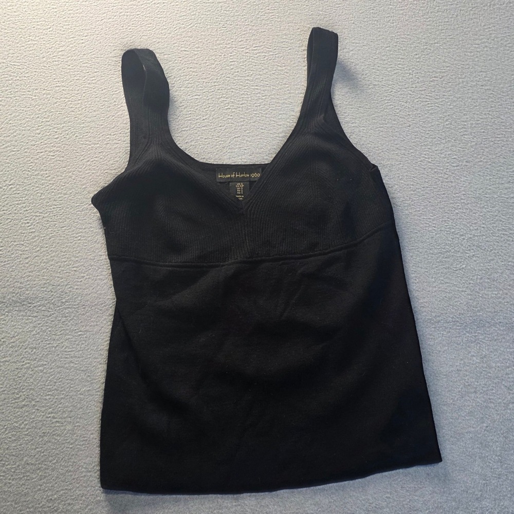 House of Harlow 1960 Bustier Tank Top Womens S Black Corset Style Y2K Fitted